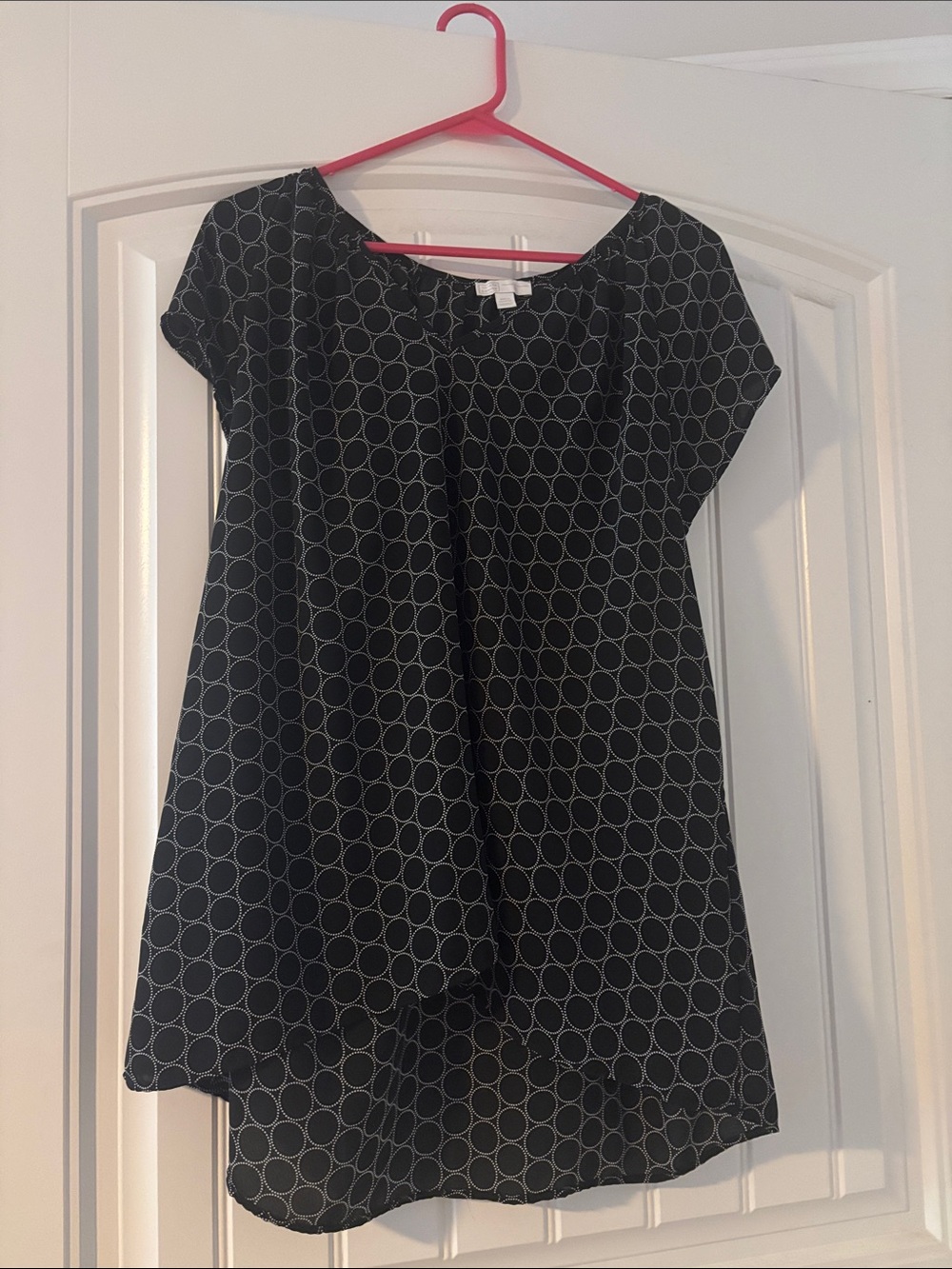Black Circle Print Short Sleeve Tunic